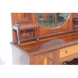Stinkwood Sideboard Buffet with Bevelled Oval Mirror