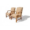 Chippendale Style Pair of Beechwood Library Armchairs