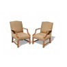 Chippendale Style Pair of Beechwood Library Armchairs