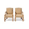 Chippendale Style Pair of Beechwood Library Armchairs