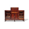 Mid-Century Imbuia Ball and Claw Display Cabinet with Writing Bureau