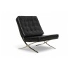 Barcelona Black Leather & Chrome Replica Chair with Ottoman