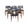 Set of 6 Mid-Century Kiaat Dining Chairs with Original Black Vinyl Upholstery