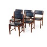 Set of 6 Mid-Century Kiaat Dining Chairs with Original Black Vinyl Upholstery
