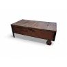 Rustic Solid Wood Coffee Table with Storage and Metal Castor Wheels