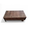 Rustic Solid Wood Coffee Table with Storage and Metal Castor Wheels