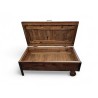 Rustic Solid Wood Coffee Table with Storage and Metal Castor Wheels