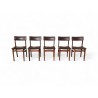 Set of 5 Mid-Century Dining Chairs with Original Brown Vinyl Upholstery