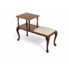 Vintage Queen Anne Leg Telephone Table with White Vinyl Seat