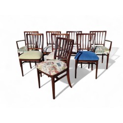 Set of 8 EE Meyer Mid-Century Retro Imbuia Dining Chairs – 2 Carvers & 6 Side Chairs