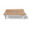 Set of 2 Cloud White Benches with Turned Legs & French Oak Tops
