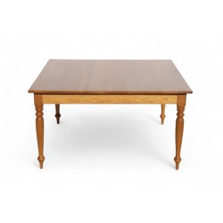 Square Solid Oak 8-Seater Dining Table with Turned Legs