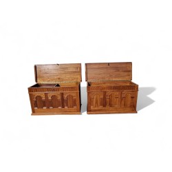 Set of 2 Solid Wood Adam Bede Storage Chests / Kists
