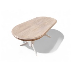 Painted Oval Dining Table – Solid Wood with White Base