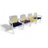 Set of 4 White Duco Sprayed Mid-Century Dining Armchairs with Multi-Coloured Upholstered Seats