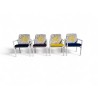 Set of 4 White Duco Sprayed Mid-Century Dining Armchairs with Multi-Coloured Upholstered Seats