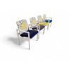 Set of 4 White Duco Sprayed Mid-Century Dining Armchairs with Multi-Coloured Upholstered Seats