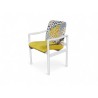 Set of 4 White Duco Sprayed Mid-Century Dining Armchairs with Multi-Coloured Upholstered Seats