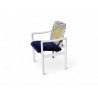 Set of 4 White Duco Sprayed Mid-Century Dining Armchairs with Multi-Coloured Upholstered Seats
