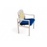 Set of 4 White Duco Sprayed Mid-Century Dining Armchairs with Multi-Coloured Upholstered Seats