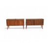 Two Mid-Century Sapele Veneer Sideboard Credenzas with Round Tapered Legs