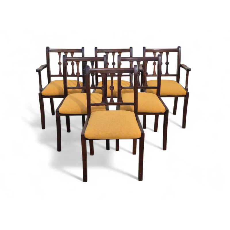 Set of 6 Mid-Century Imbuia Chairs with New Upholstery | FurniCape
