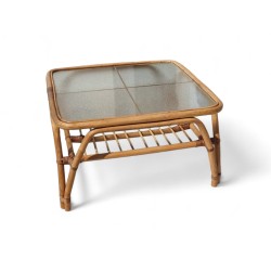 Mid Century Modern Rattan Square Coffee Table | FurniCape