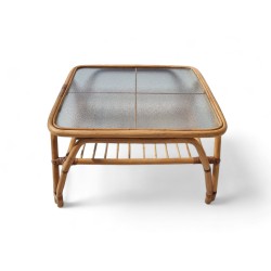 Mid Century Modern Rattan Square Coffee Table | FurniCape