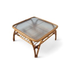 Mid Century Modern Rattan Square Coffee Table | FurniCape