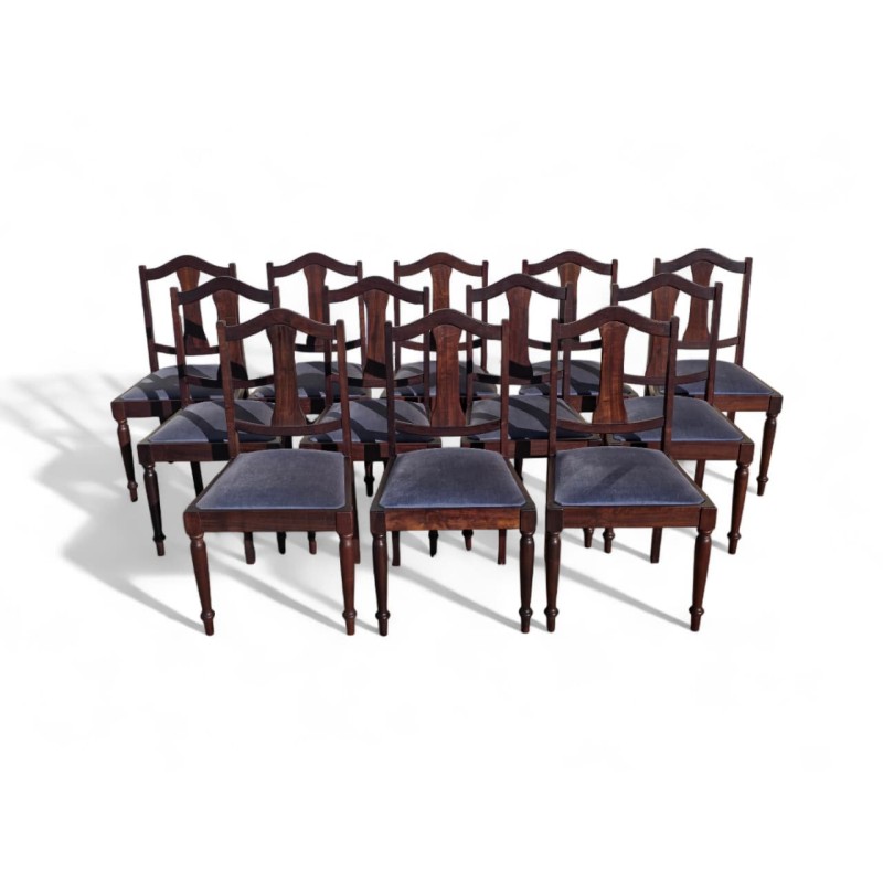 Set of 12 Imbuia Dining Chairs with Turned Legs | FurniCape