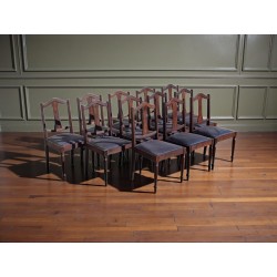 Set of 12 Imbuia Dining Chairs with Turned Legs | FurniCape