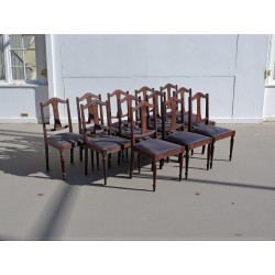 Set of 12 Imbuia Dining Chairs with Turned Legs | FurniCape