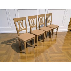 Set of 4 Painted Solid Wooden Dining Chairs