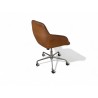 Tan Leather Study Chair with Chrome Metal Base on Wheels | FurniCape