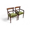 Set of 2 Solid Imbuia Carver Dining Chairs with New Green Upholstery | FurniCape