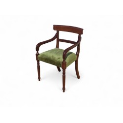 Set of 2 Solid Imbuia Carver Dining Chairs with New Green Upholstery | FurniCape