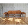 Mid-Century Modern Scandinavian Style Sapele Headboard with Attached Pedestals | FurniCape