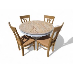 Round Solid Wood Table with...