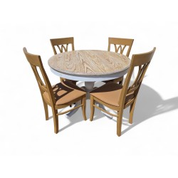 Round Solid Wood Table with 4 Newly Upholstered Chairs | FurniCape