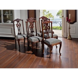 Set of 6 Vintage French Style Carved Newly Upholstered Dining Chairs | FurniCape