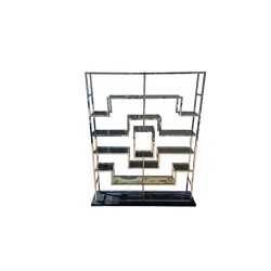 1970's Chrome and Black Smoked Glass Tall Shelving Unit in the style of Romeo Rega | FurniCape