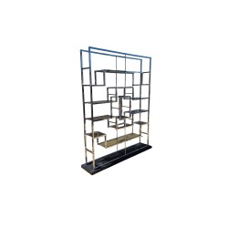 1970's Chrome and Black Smoked Glass Tall Shelving Unit in the style of Romeo Rega | FurniCape