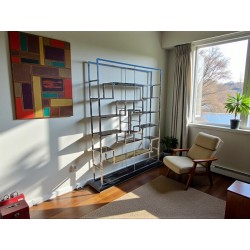 1970's Chrome and Black Smoked Glass Tall Shelving Unit in the style of Romeo Rega | FurniCape