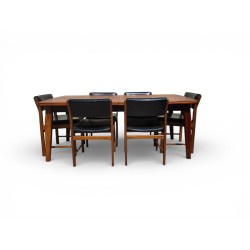 Mid-Century Modern Extendable Dining Table with 6 Kiaat Chairs