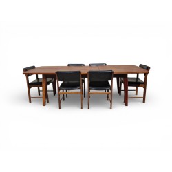 Mid-Century Modern Extendable Dining Table with 6 Kiaat Chairs