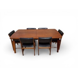 Mid-Century Modern Extendable Dining Table with 6 Kiaat Chairs