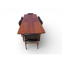 Mid-Century Modern Extendable Dining Table with 6 Kiaat Chairs