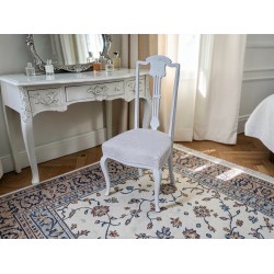 White Antique French Painted Chair with New Bouclé Upholstery | FurniCape