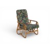 Vintage Cane Lounge Chair with Floral Pattern Cushions | FurniCape