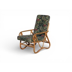 Vintage Cane Lounge Chair with Floral Pattern Cushions | FurniCape